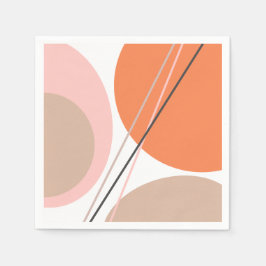 Modernes Abstraktes Geo Pastel Orange Pink Beige Serviette