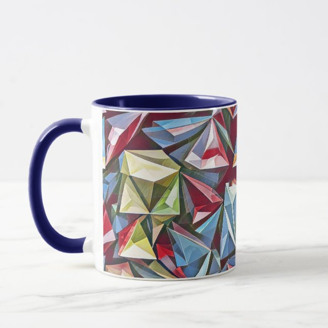 Modernes abstraktes geometrisches Digitalmuster 44 Tasse (Links)