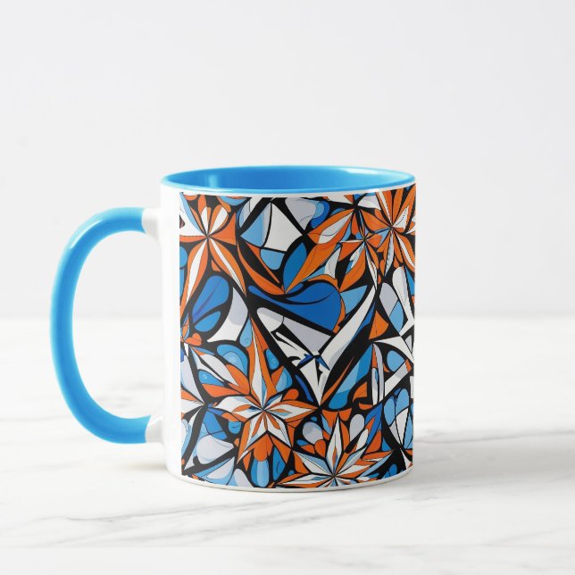 Modernes abstraktes geometrisches Digitalmuster 50 Tasse (Links)