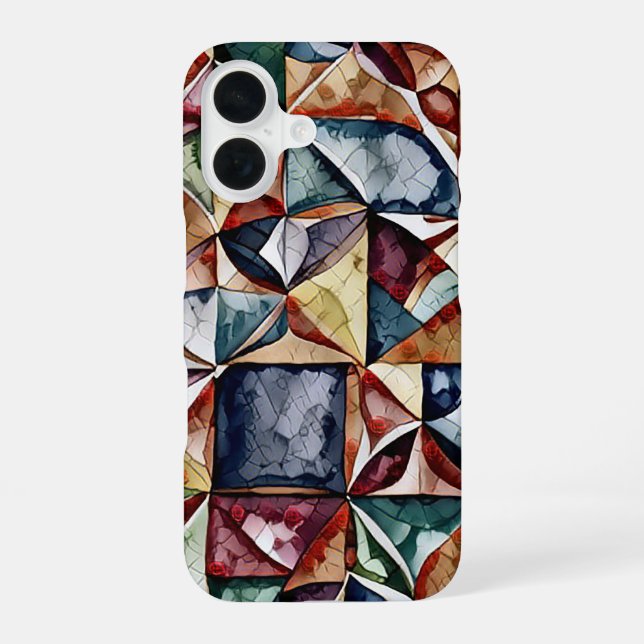 Modernes abstraktes geometrisches Digitalmuster 55 iPhone 16 Hülle (Rückseite)