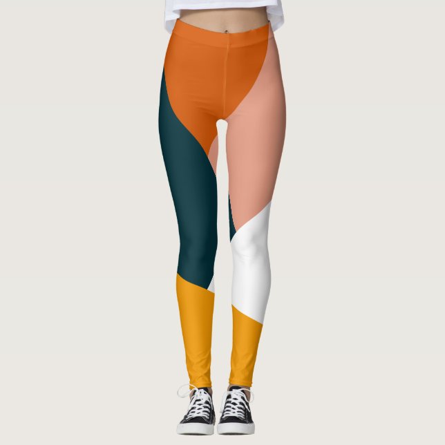 Modernes abstraktes geometrisches Farbmuster Leggings (Vorderseite)