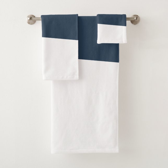 Modernes abstraktes geometrisches Marineblau in Ro Badhandtuch Set (Insitu)