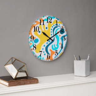 Modernes Abstraktes geometrisches Muster Große Wanduhr