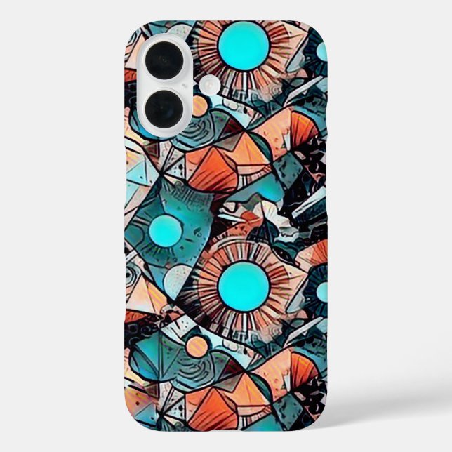 Modernes abstraktes geometrisches Musterdesign 45 iPhone 16 Hülle (Rückseite)