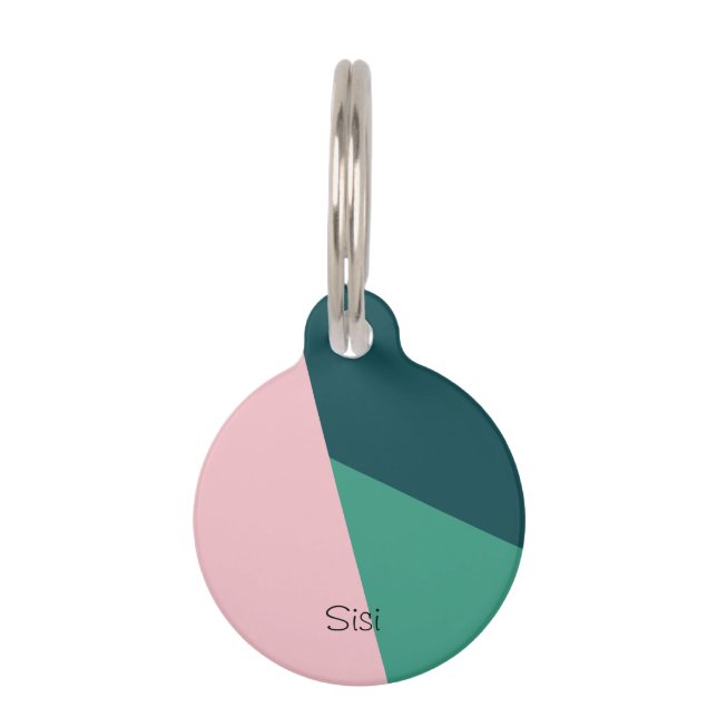 Modernes abstraktes geometrisches Pastellrosa und  Haustiermarke (Vorderseite)