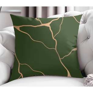 Modernes Abstraktes Gold Vein Design Dunkelgrün Kissen