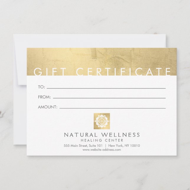 Modernes Abstraktes Gold-Wellness-Geschenkzertifik (Vorderseite)