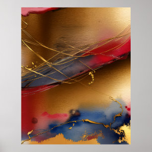 Modernes Abstraktes goldfarbenes 2-Poster Poster