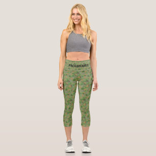 Modernes Abstraktes Grün- und Beigetötmuster mit T Capri Leggings