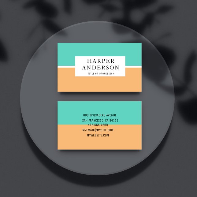 Modernes Abstraktes Grün und Orange Beruflich Visitenkarte (Von Creator hochgeladen)