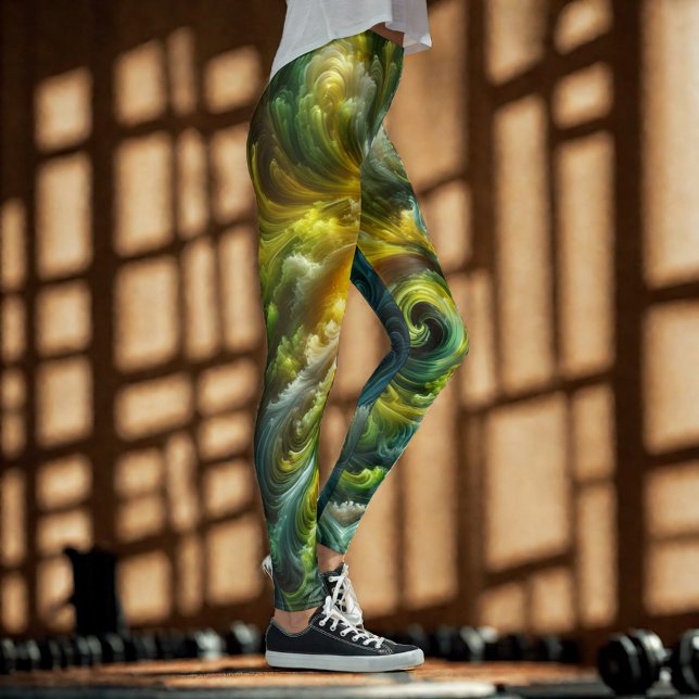 Modernes Abstraktes, helles Grün Leggings (Von Creator hochgeladen)