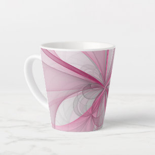 Modernes Abstraktes, hellrosa graues Fraktal Desig Milchtasse