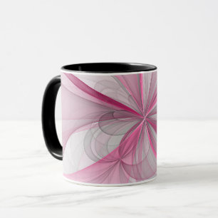 Modernes Abstraktes, hellrosa graues Fraktal Desig Tasse