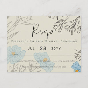 Modernes Abstraktes Hochzeitsszenario mit blauer B Postkarte