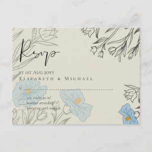 Modernes Abstraktes Hochzeitsszenario mit blauer B Postkarte