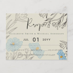Modernes Abstraktes Hochzeitsszenario mit blauer B Postkarte