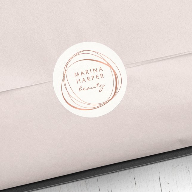 Modernes Abstraktes Imitat Rose Gold Logo Runder Aufkleber (Von Creator hochgeladen)