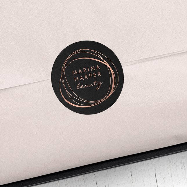 Modernes Abstraktes Imitat Rose Gold Logo Runder Aufkleber (Von Creator hochgeladen)