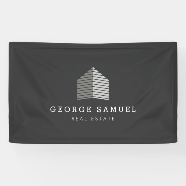 Modernes abstraktes individuelles Haus-Logo Makler Banner (Horizontal)