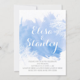 Modernes abstraktes Korallenriff Blaue Hochzeit Einladung
