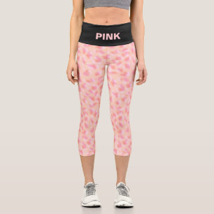 Modernes Abstraktes Korallenrosa-Design & Schwarze Capri Leggings
