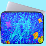 Modernes Abstraktes Kunstgemälde Laptopschutzhülle<br><div class="desc">Das Design ist dunkelblau mit hellblauen Wirbel und gelben Stücken</div>
