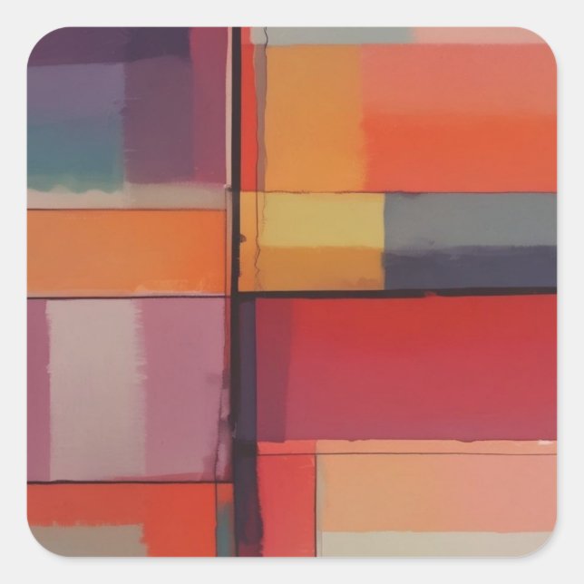 Modernes Abstraktes Kunstwerk Quadratischer Aufkleber (Vorderseite)