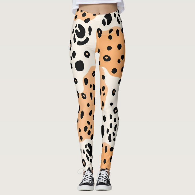 Modernes Abstraktes Leopard-Druckmuster Leggings (Vorderseite)