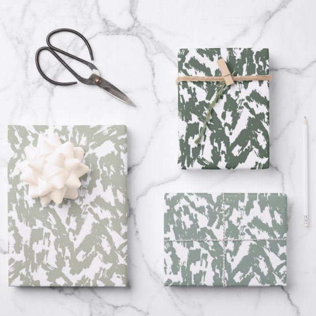 Modernes Abstraktes Leopard Print Sage Green Set Geschenkpapier Set (Vorderseite)