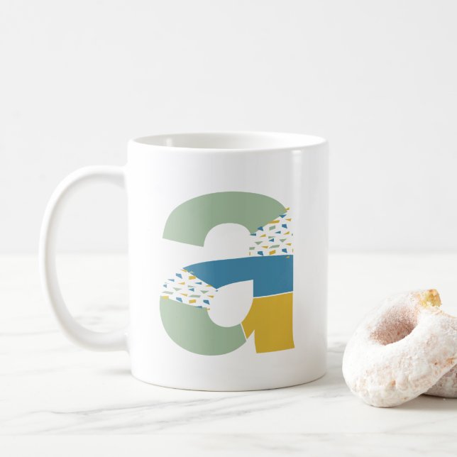 Modernes Abstraktes Letter-A-Monogramm Kaffeetasse (Mit Donut)
