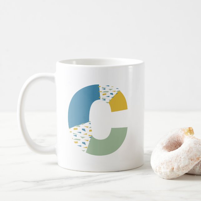 Modernes Abstraktes Letter-C-Monogramm Kaffeetasse (Mit Donut)