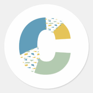 Modernes Abstraktes Letter-C-Monogramm Personalisi Runder Aufkleber