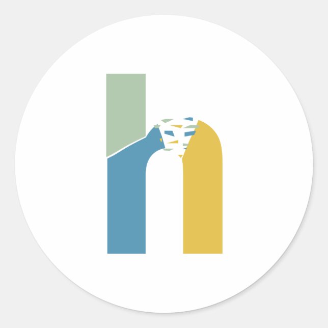 Modernes Abstraktes Letter H Monogram Personalisie Runder Aufkleber (Vorderseite)