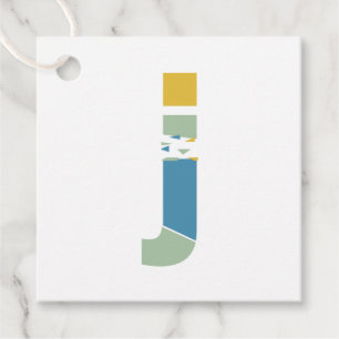 Modernes Abstraktes Letter J Monogram Personalisie Geschenkanhänger