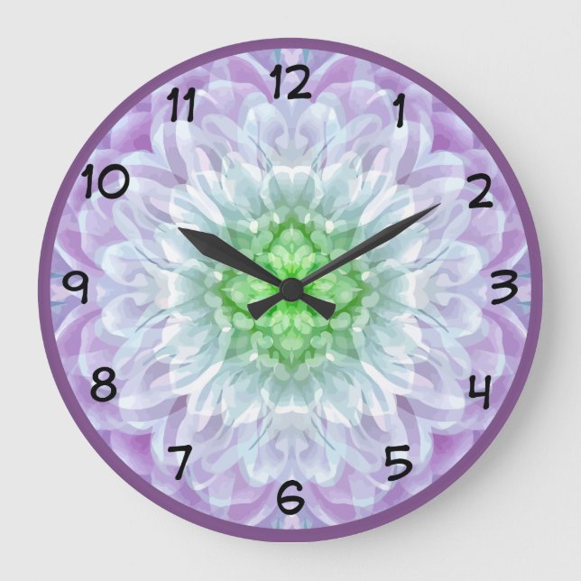 Modernes Abstraktes Lila Medallion-Design Große Wanduhr (Vorderseite)