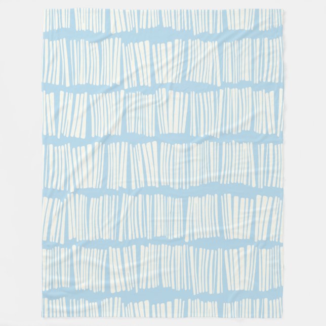 Modernes Abstraktes Linienmuster in Pastellblau Fleecedecke (Vorderseite)