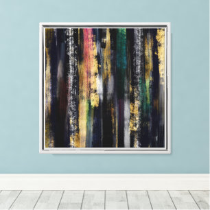 Modernes Abstraktes Malermotiv mit Blue Gold Pinse Leinwanddruck