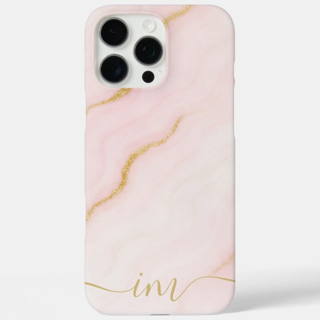 Modernes Abstraktes Marmordesign mit Initialen & N iPhone 16 Pro Max Hülle (Rückseite)
