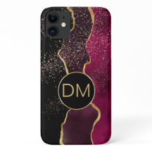 Modernes Abstraktes Maroon-Gold-Monogramm