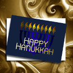 Modernes Abstraktes Menorah Blue Folien Feiertagskarte<br><div class="desc">Modernes Abstraktes Menorah Blue</div>