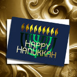 Modernes Abstraktes Menorah Green Folien Feiertagskarte<br><div class="desc">Modernes Abstraktes Menorah Green</div>