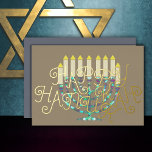 Modernes Abstraktes Menorah Rosa Lila Blau Folien Feiertagskarte<br><div class="desc">Modernes Abstraktes Menorah Rosa Lila Blau</div>