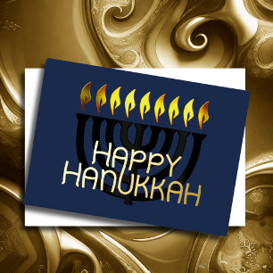 Modernes Abstraktes Menorah Schwarz Gelb Folien Feiertagskarte