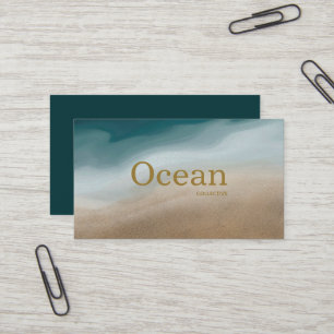 Modernes Abstraktes Minimal Blau und Beige Visitenkarte
