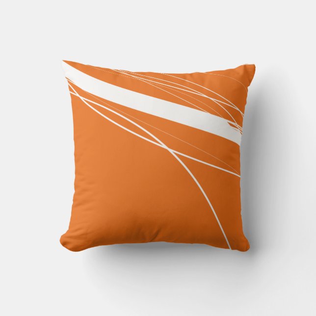 Modernes Abstraktes Minimalistisches Orange-Weiß Kissen (Vorderseite)