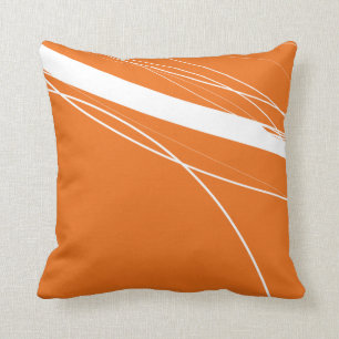 Modernes Abstraktes Minimalistisches Orange-Weiß Kissen