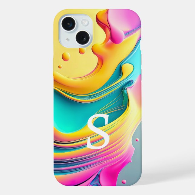 Modernes Abstraktes Monogramm-Muster iPhone 15 Plus Hülle (Rückseite)