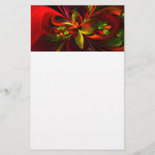 Modernes Abstraktes Muster des Roten Grünen Blumen Briefpapier