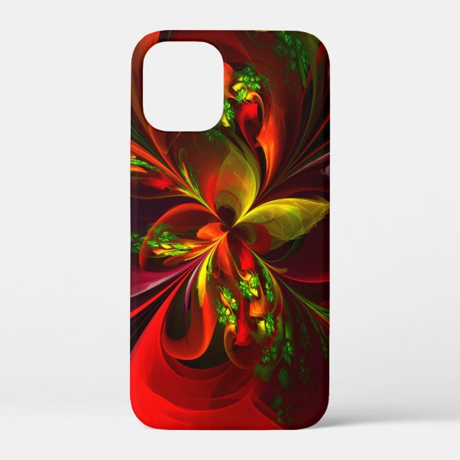 Modernes Abstraktes Muster des Roten Grünen Blumen Case-Mate iPhone Hülle (Rückseite)