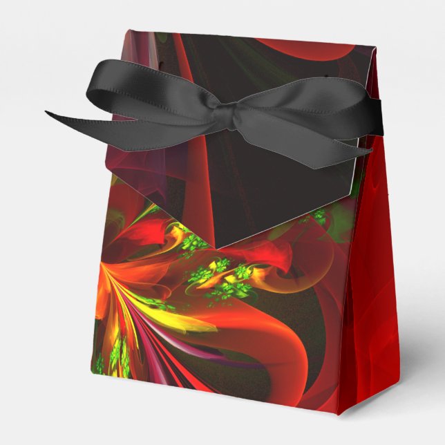 Modernes Abstraktes Muster des Roten Grünen Blumen Geschenkschachtel (Vorderseite)